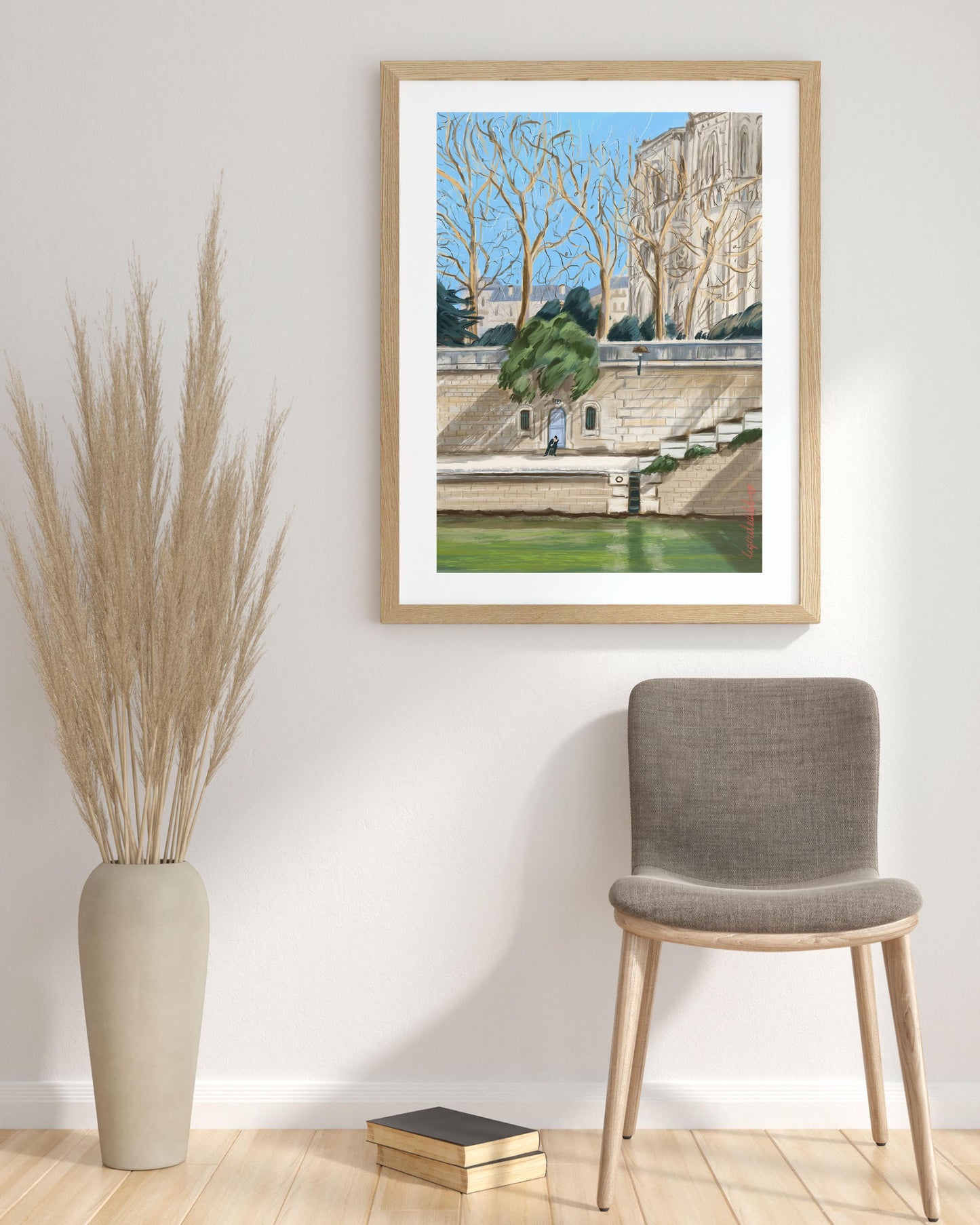 Paris Notre Dame Poster: Sunny Winter Seine River Art Print