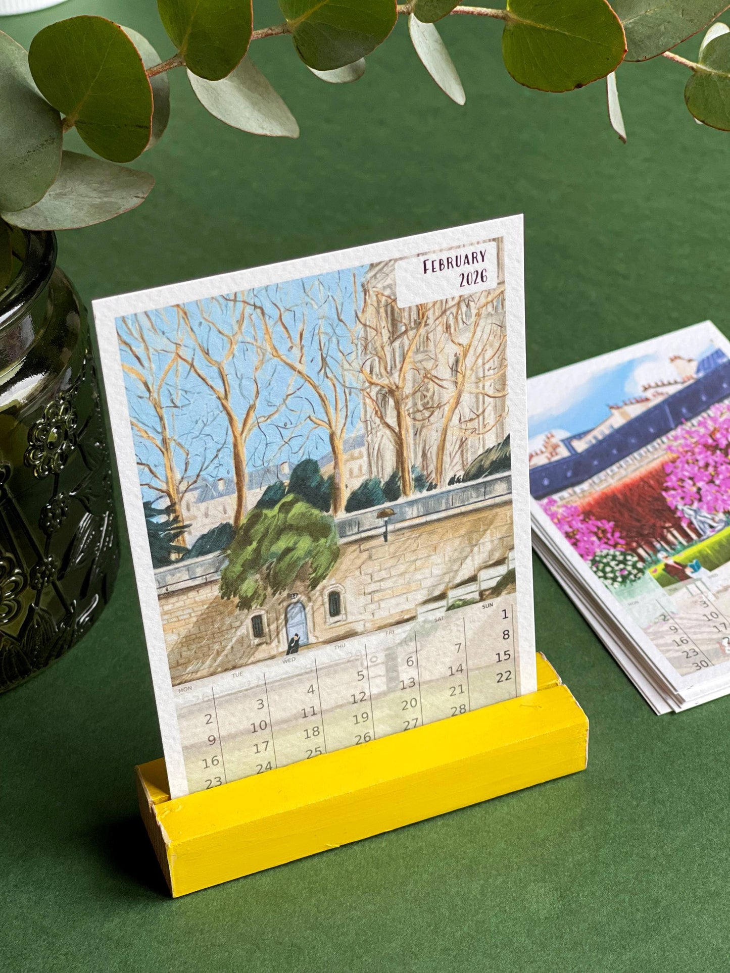 Paris Art Desk Calendar 2026: Illustrated Parisian Scenes