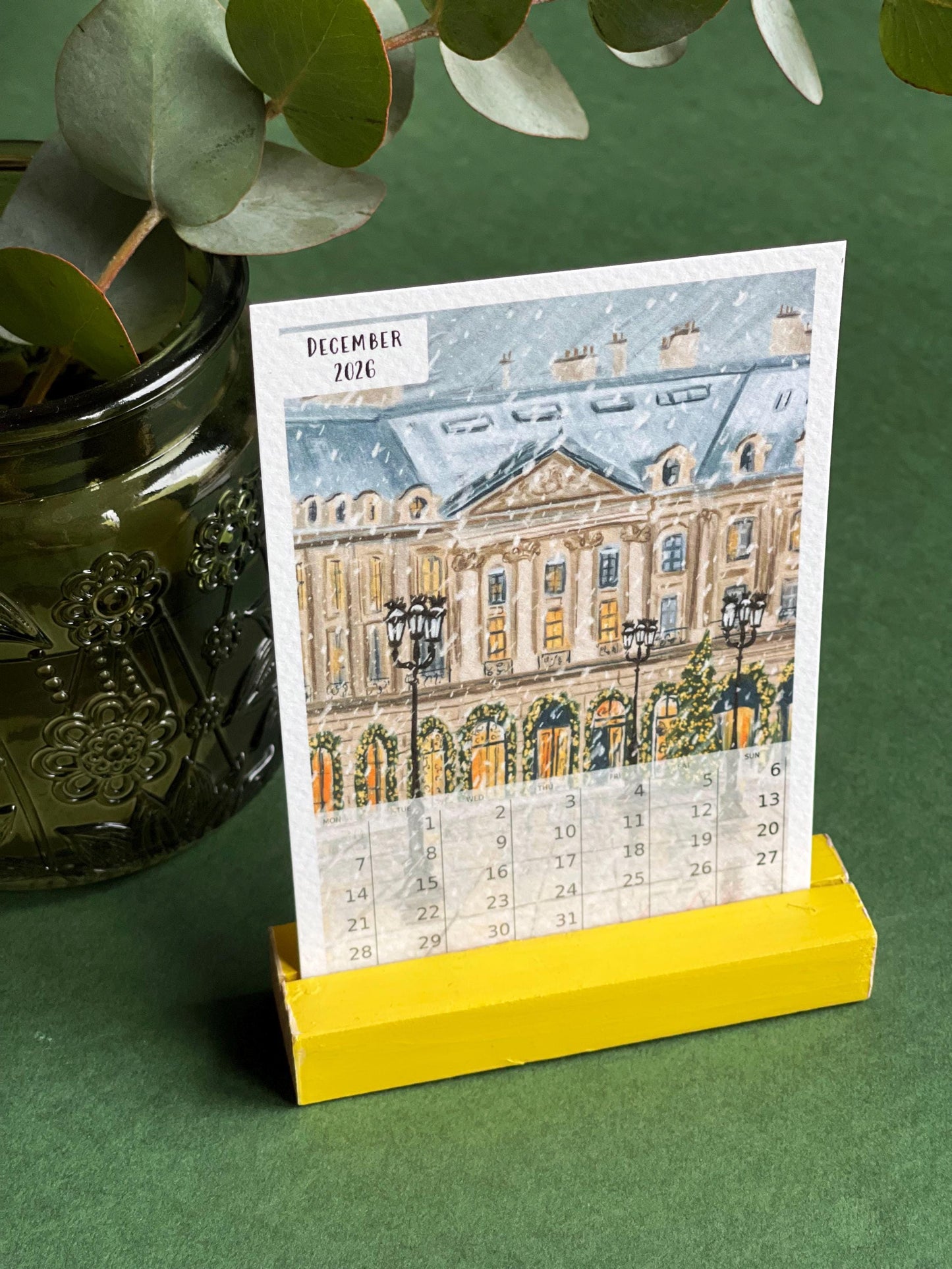 Paris Art Desk Calendar 2026: Illustrated Parisian Scenes