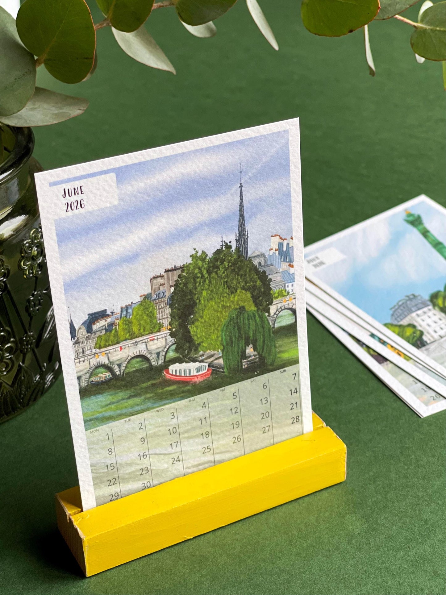 Paris Art Desk Calendar 2026: Illustrated Parisian Scenes