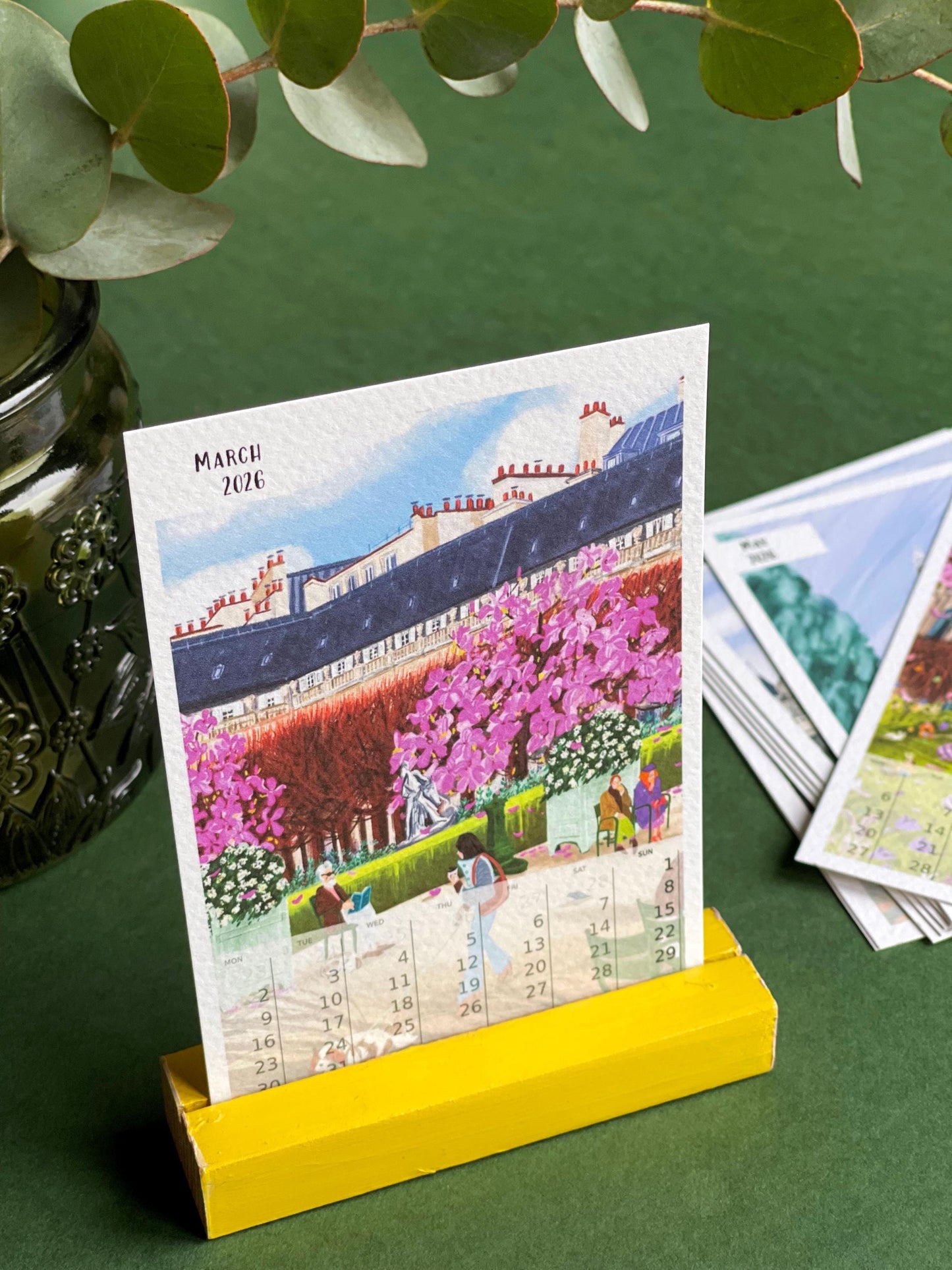 Paris Art Desk Calendar 2026: Illustrated Parisian Scenes
