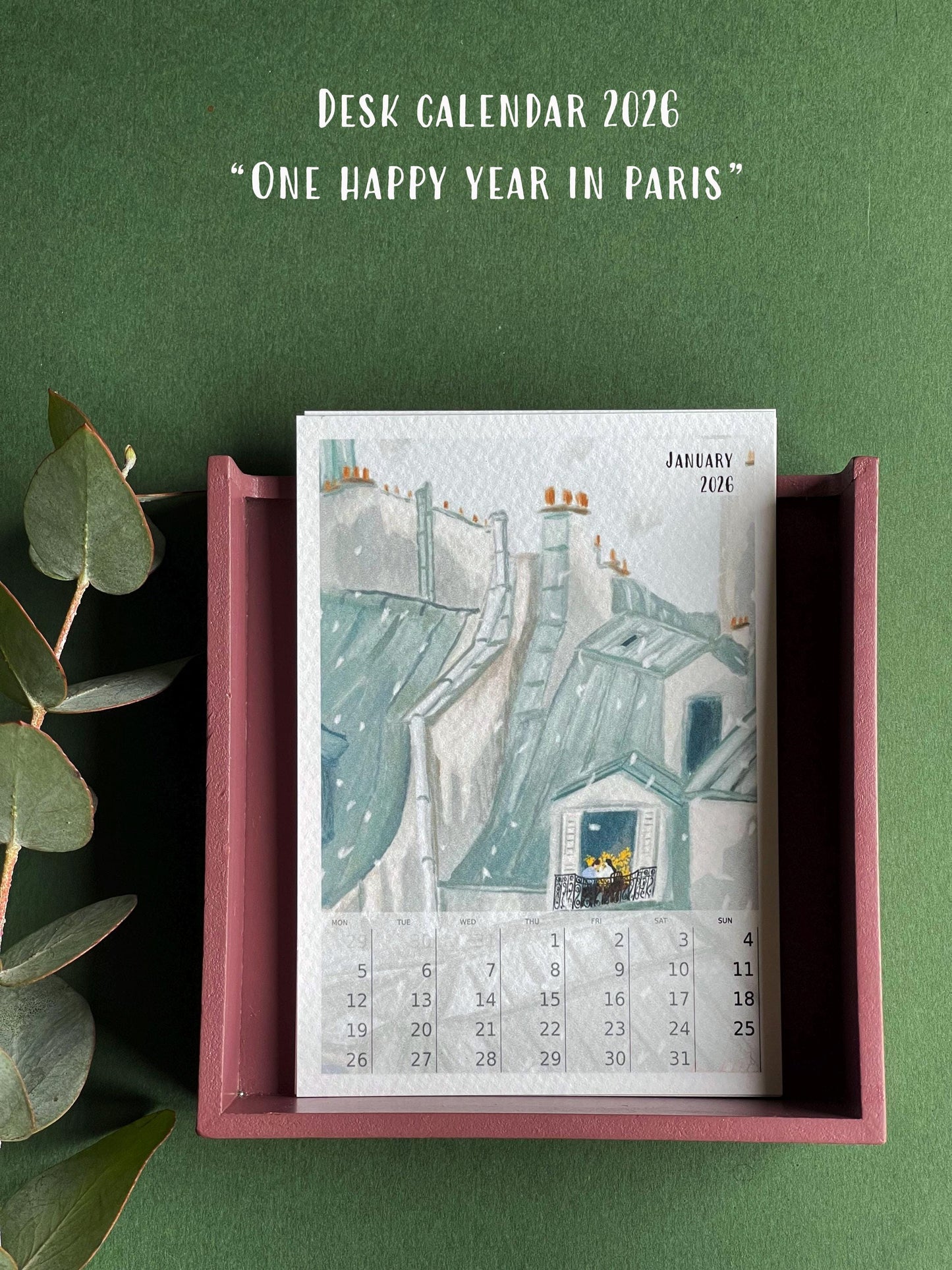 Tiny Desk Calendar 2026| art calendar 2026 |Parisian art gift 2026| new year calendar
