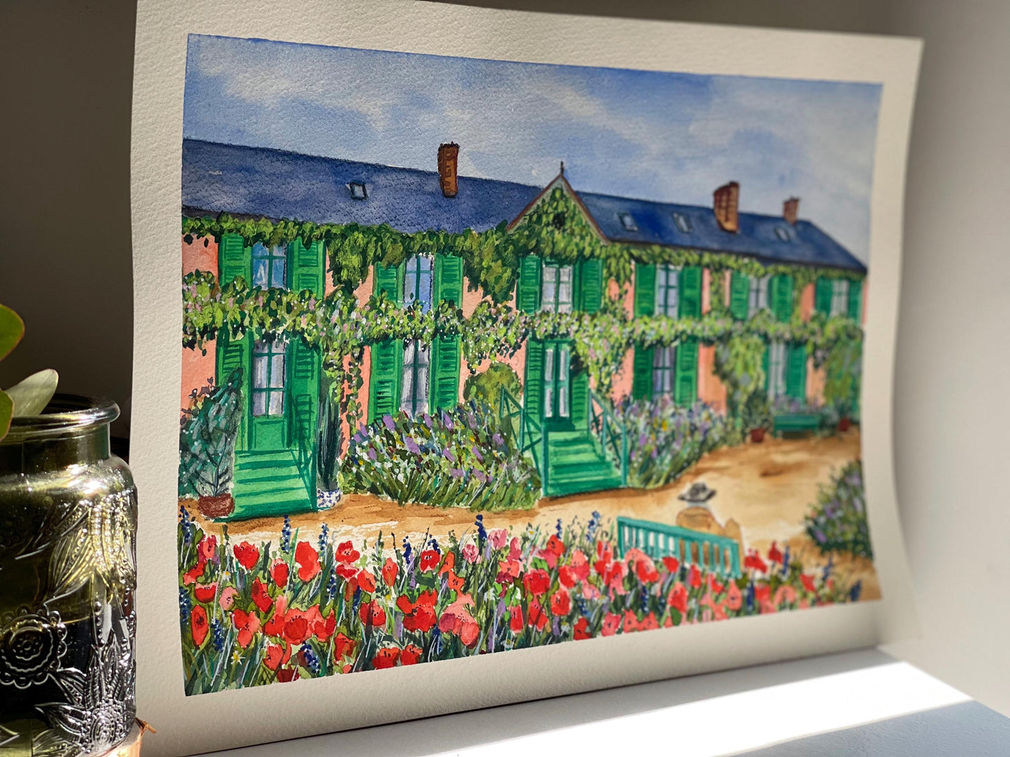 Giverny in Bloom – Original Watercolor Painting (26 x 26 cm)