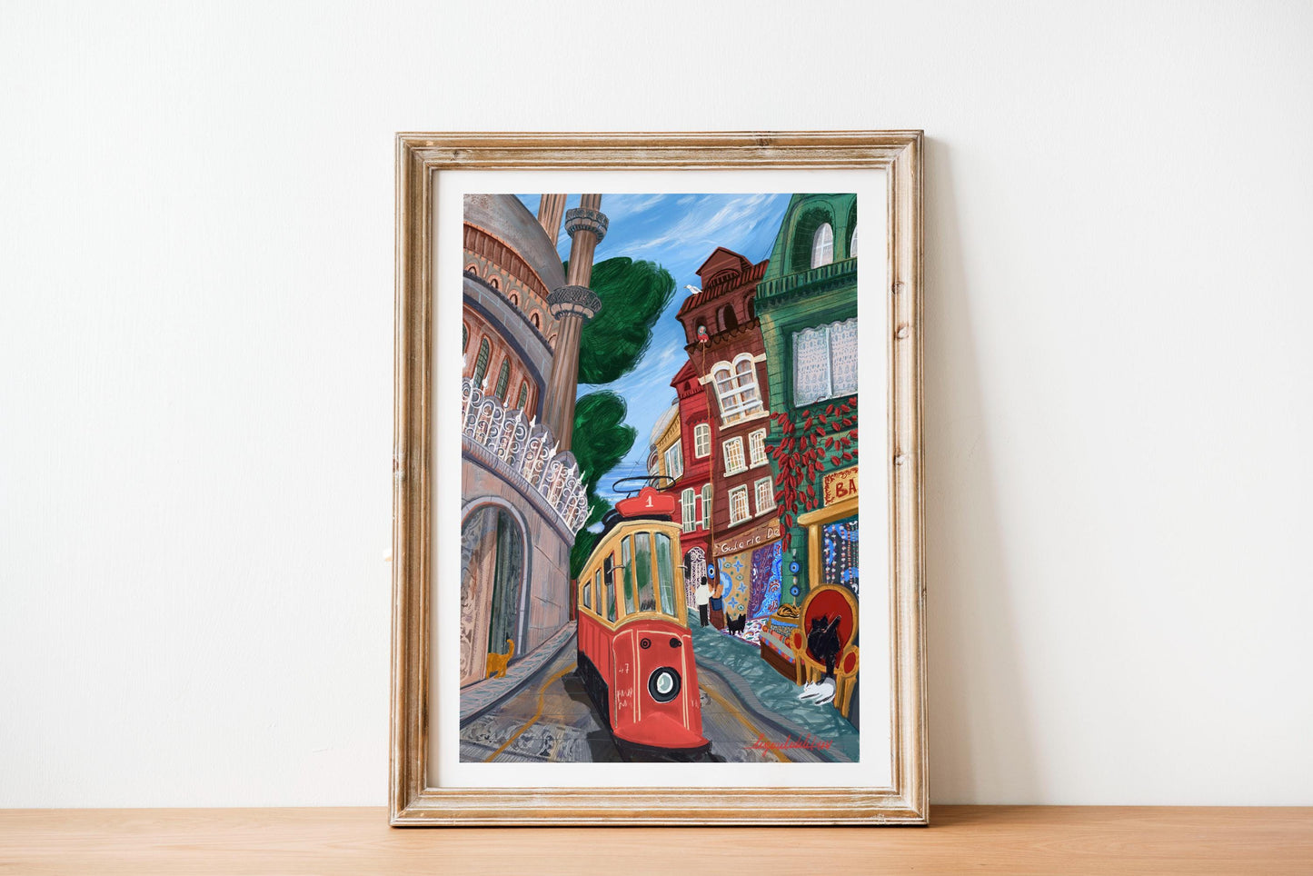 Istanbul City Art Poster: Vibrant Turkish city. Istanbul travel art poster