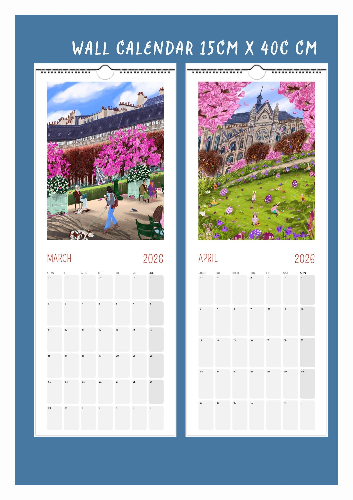 One Happy Year in Paris -2026 Wall and Desk Calendar |Paris Art Prints |Gift for Travel Lovers | Made in France