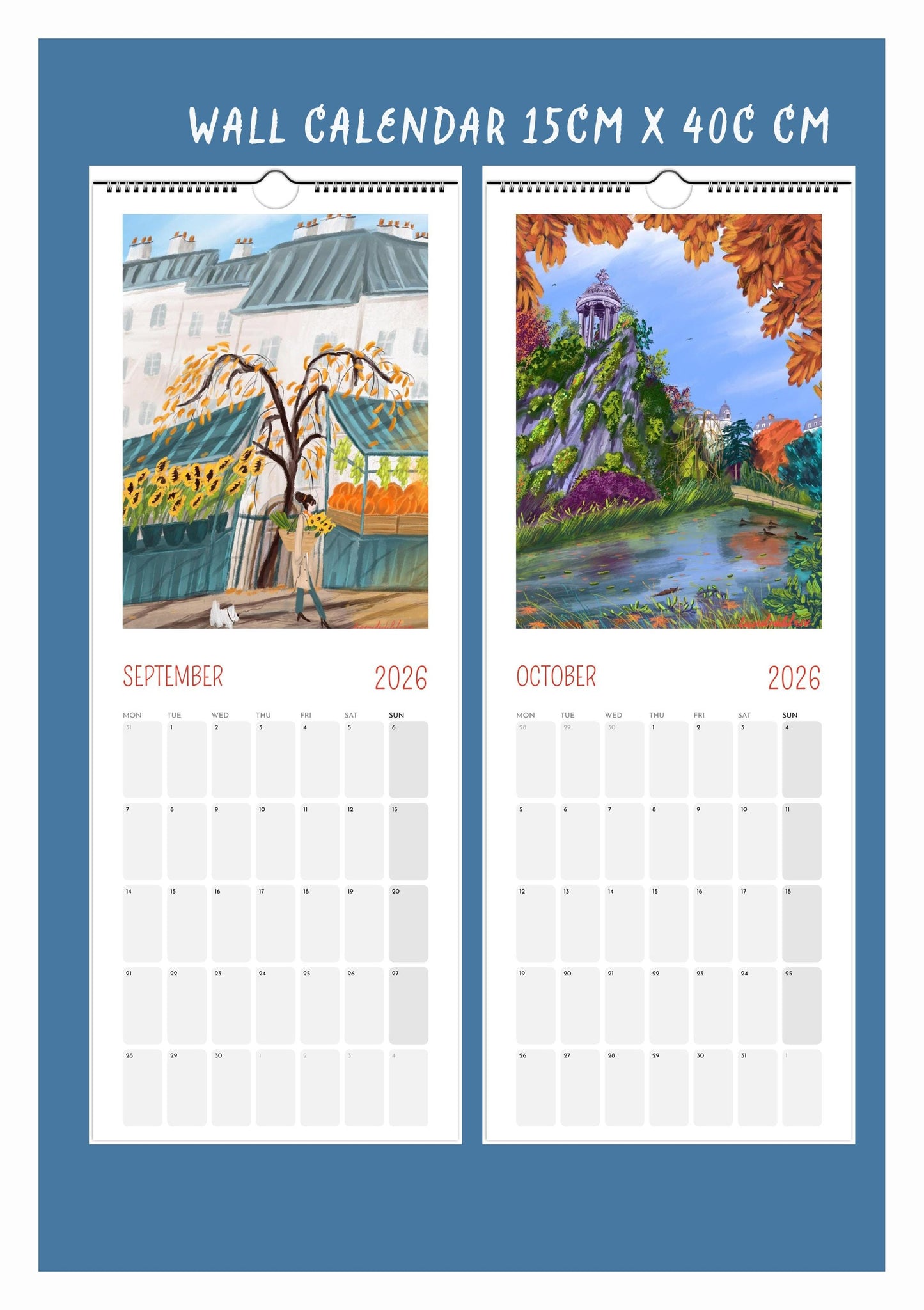 One Happy Year in Paris -2026 Wall and Desk Calendar |Paris Art Prints |Gift for Travel Lovers | Made in France