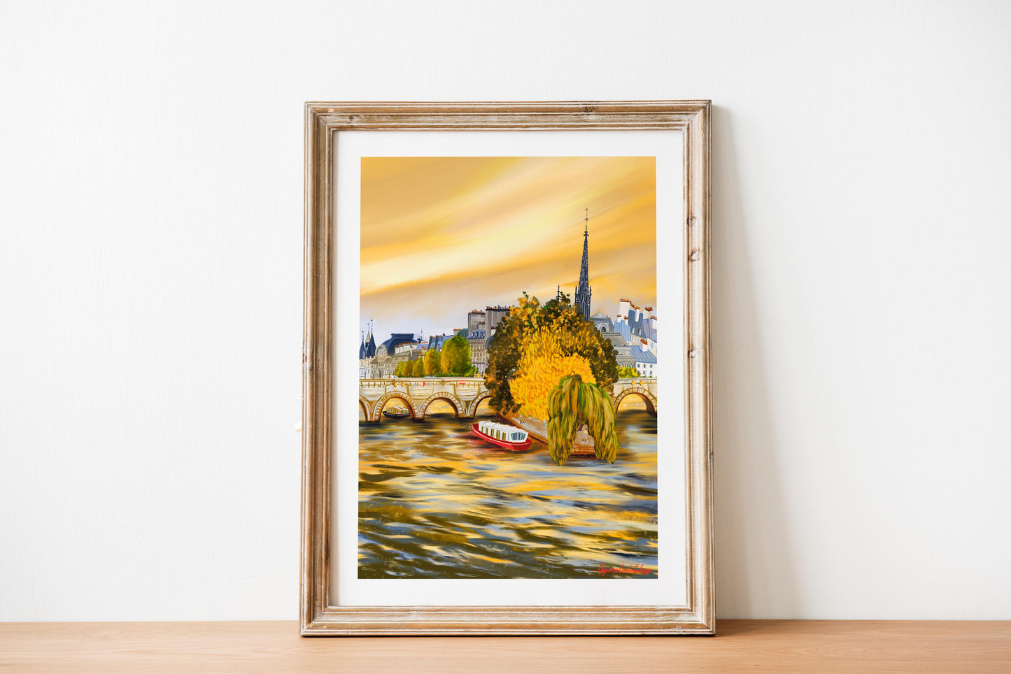 Fall Season Home Wall art|Paris Autumn Art Print|Île de la Cité, Sunset on Seine| Paris print A3 A4| Autumn cozy artwork