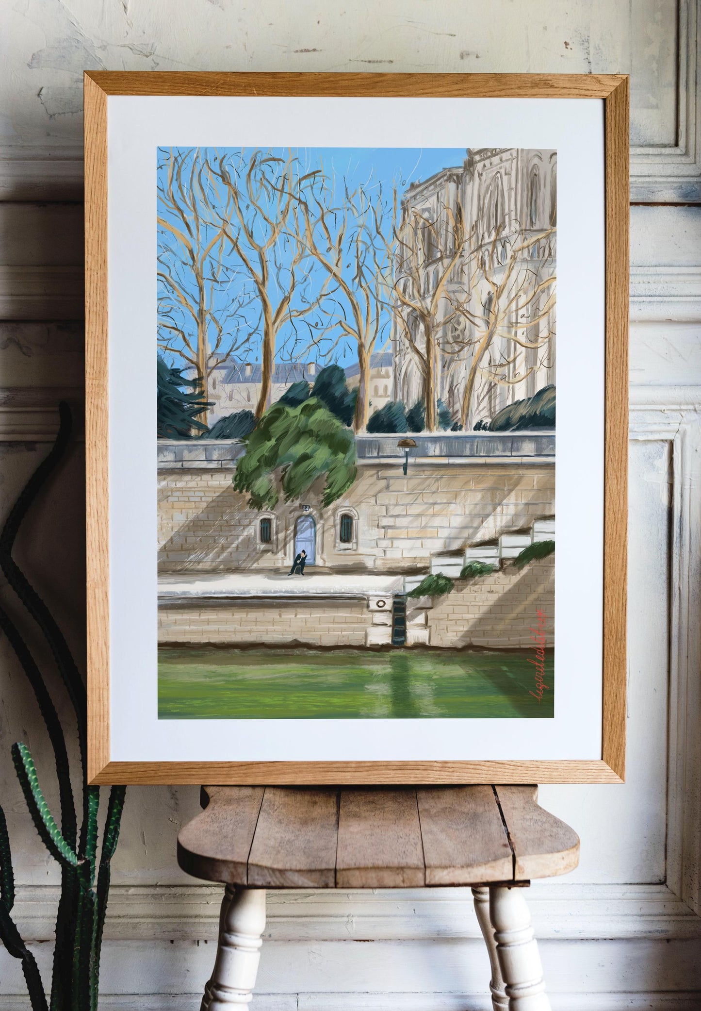 Paris Notre Dame Poster: Sunny Winter Seine River Art Print