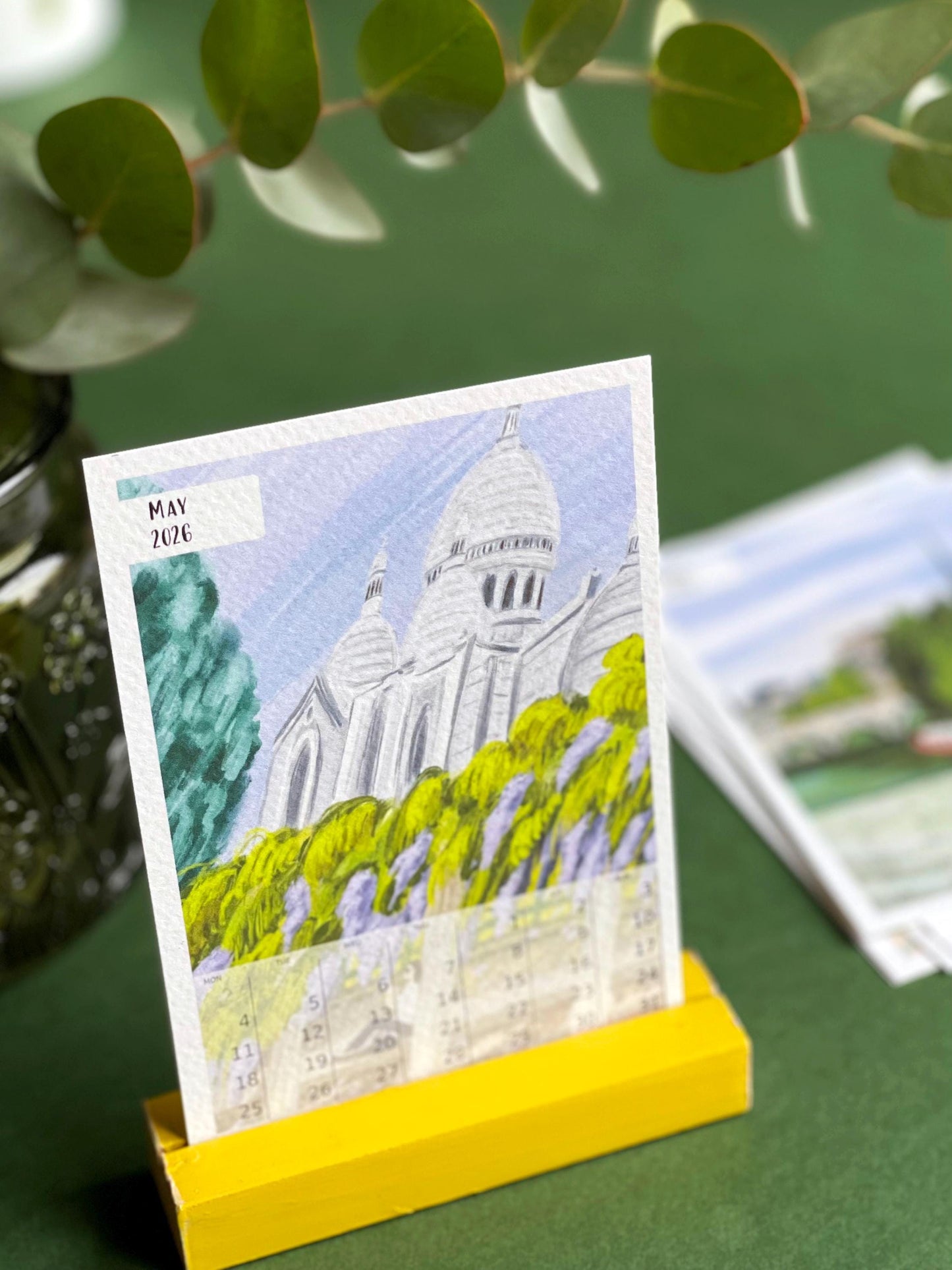 Paris Art Desk Calendar 2026: Illustrated Parisian Scenes