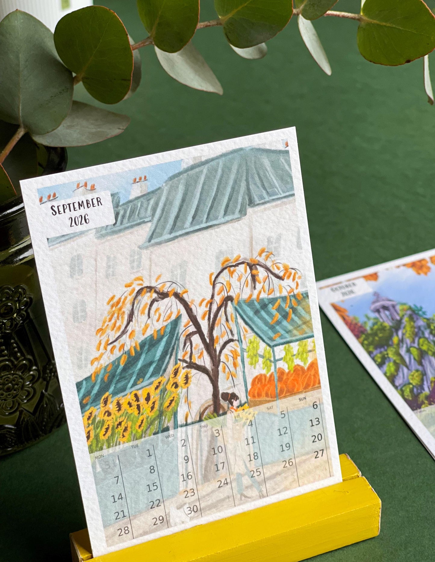 Paris Art Desk Calendar 2026: Illustrated Parisian Scenes