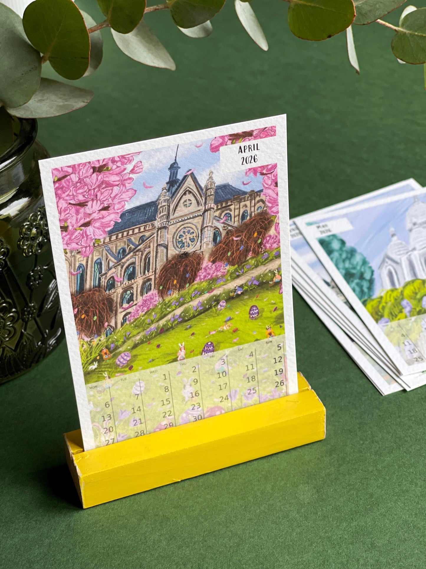 Paris Art Desk Calendar 2026: Illustrated Parisian Scenes