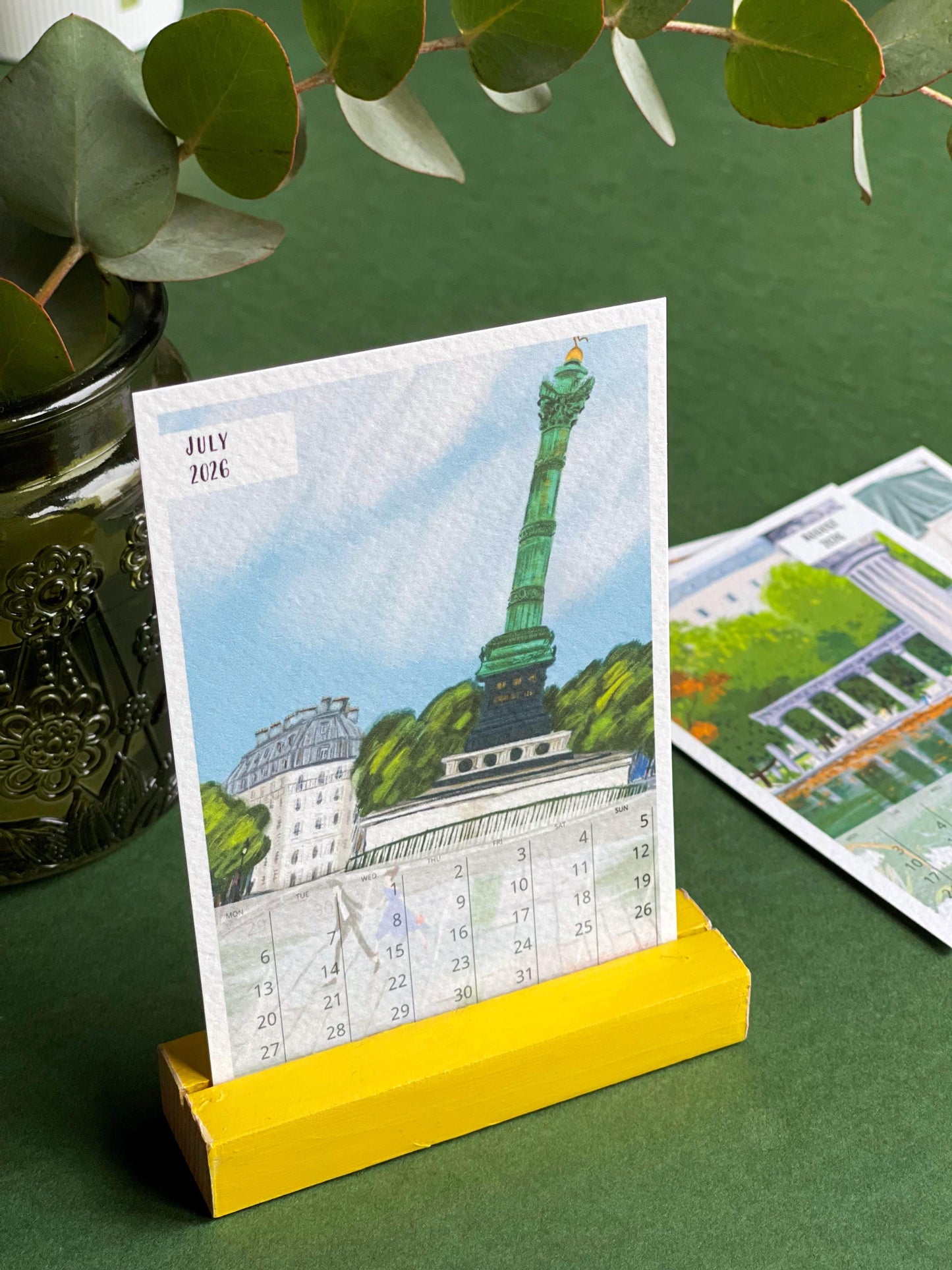 Paris Art Desk Calendar 2026: Illustrated Parisian Scenes