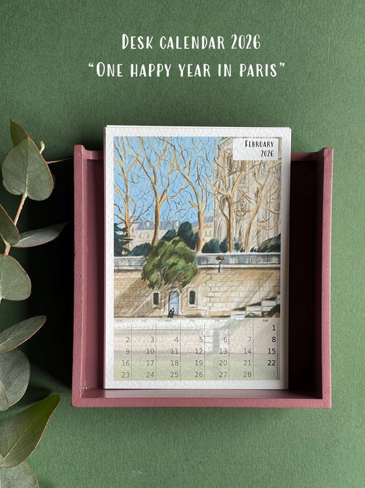Tiny Desk Calendar 2026| art calendar 2026 |Parisian art gift 2026| new year calendar