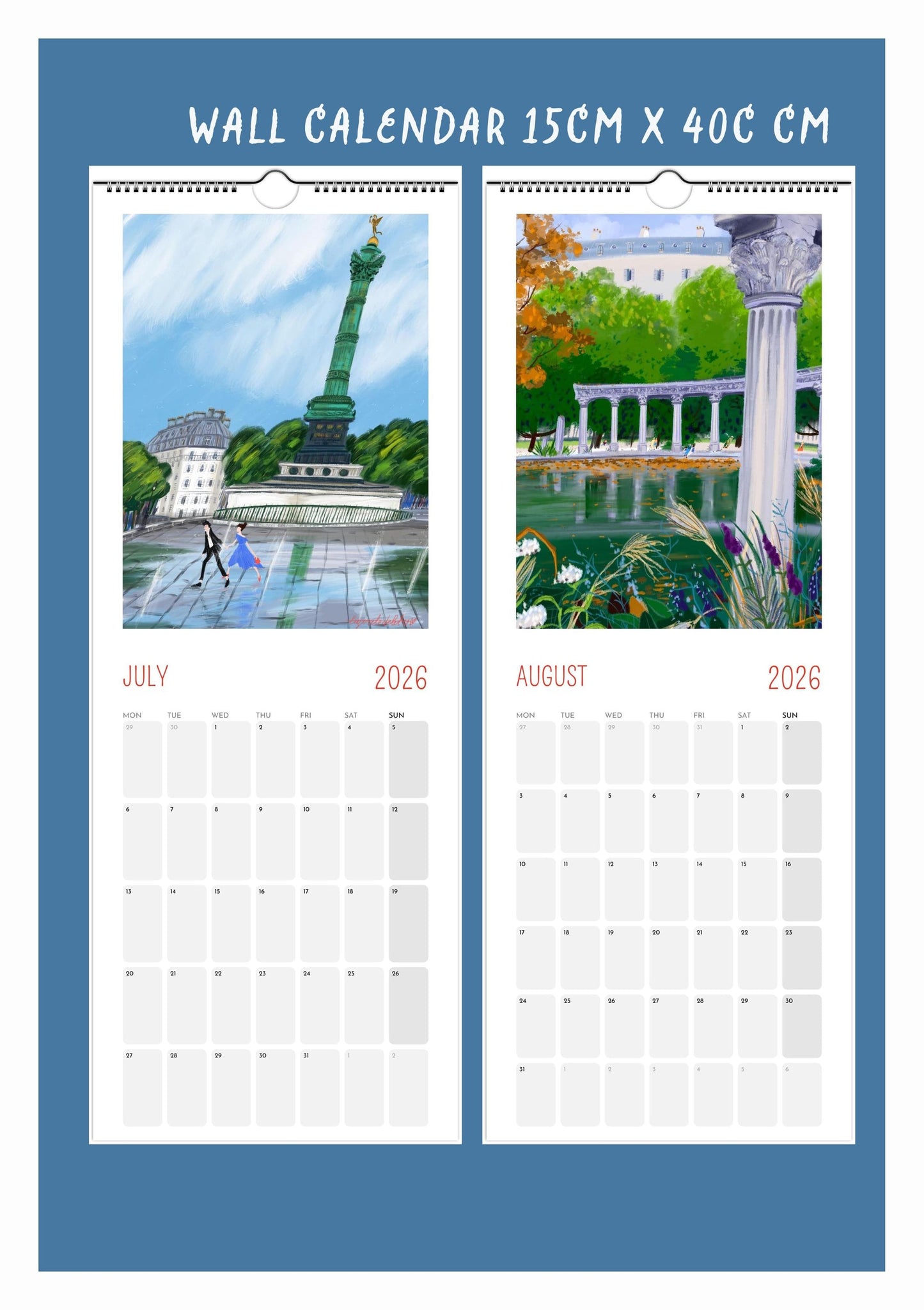 One Happy Year in Paris -2026 Wall and Desk Calendar |Paris Art Prints |Gift for Travel Lovers | Made in France