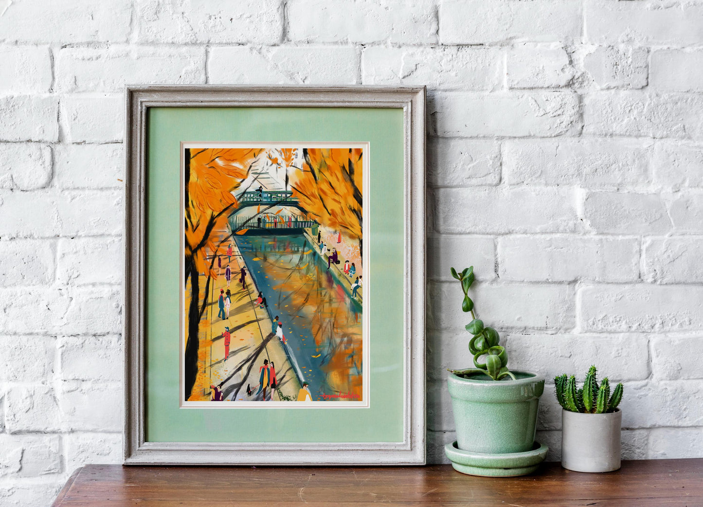 Fall season wall decor|Parisian Fall Art Print|Autumn Canal Scene|Wall art from Paris
