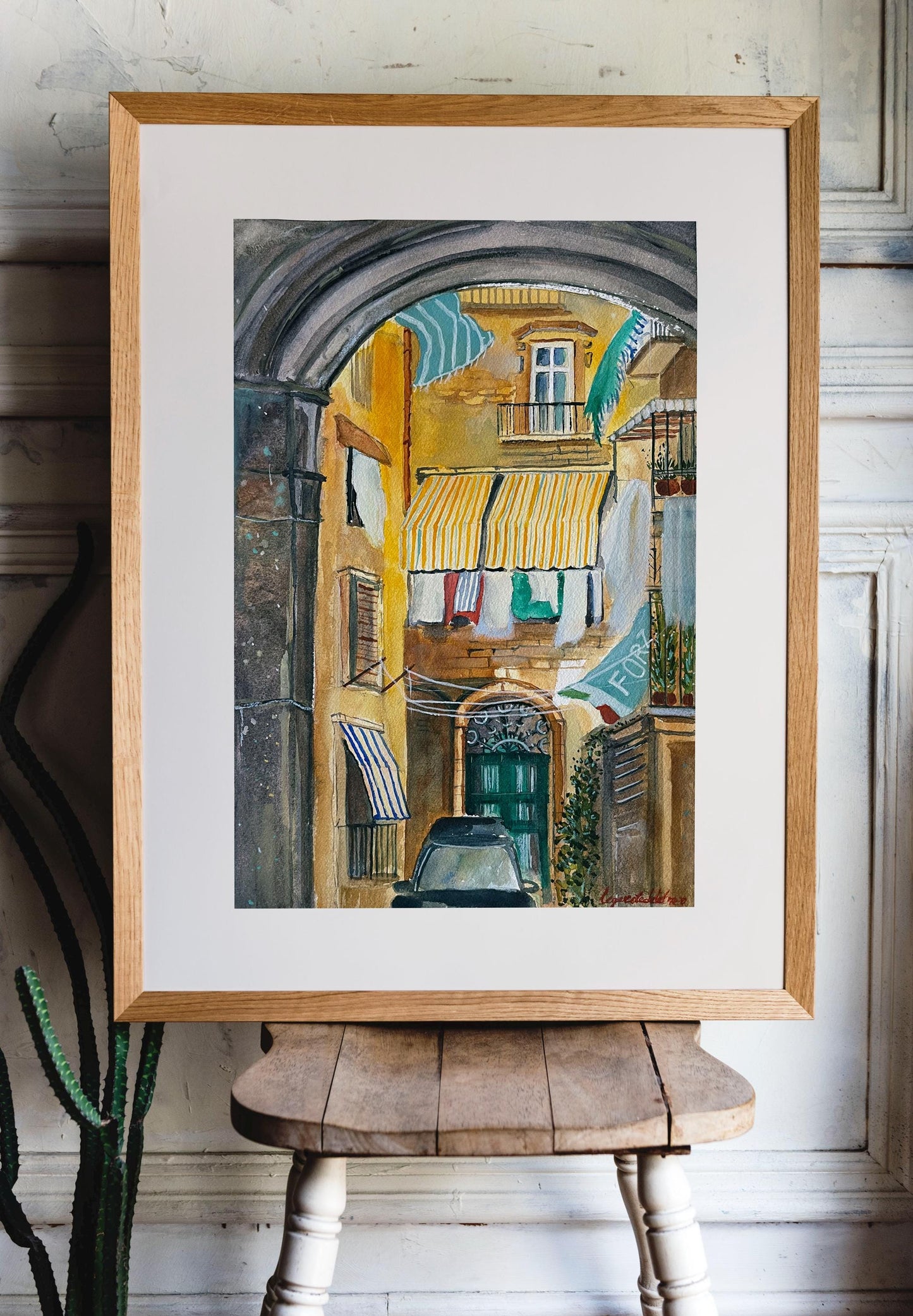 Naples Original Watercolor Painting | Naples Italy original artwork