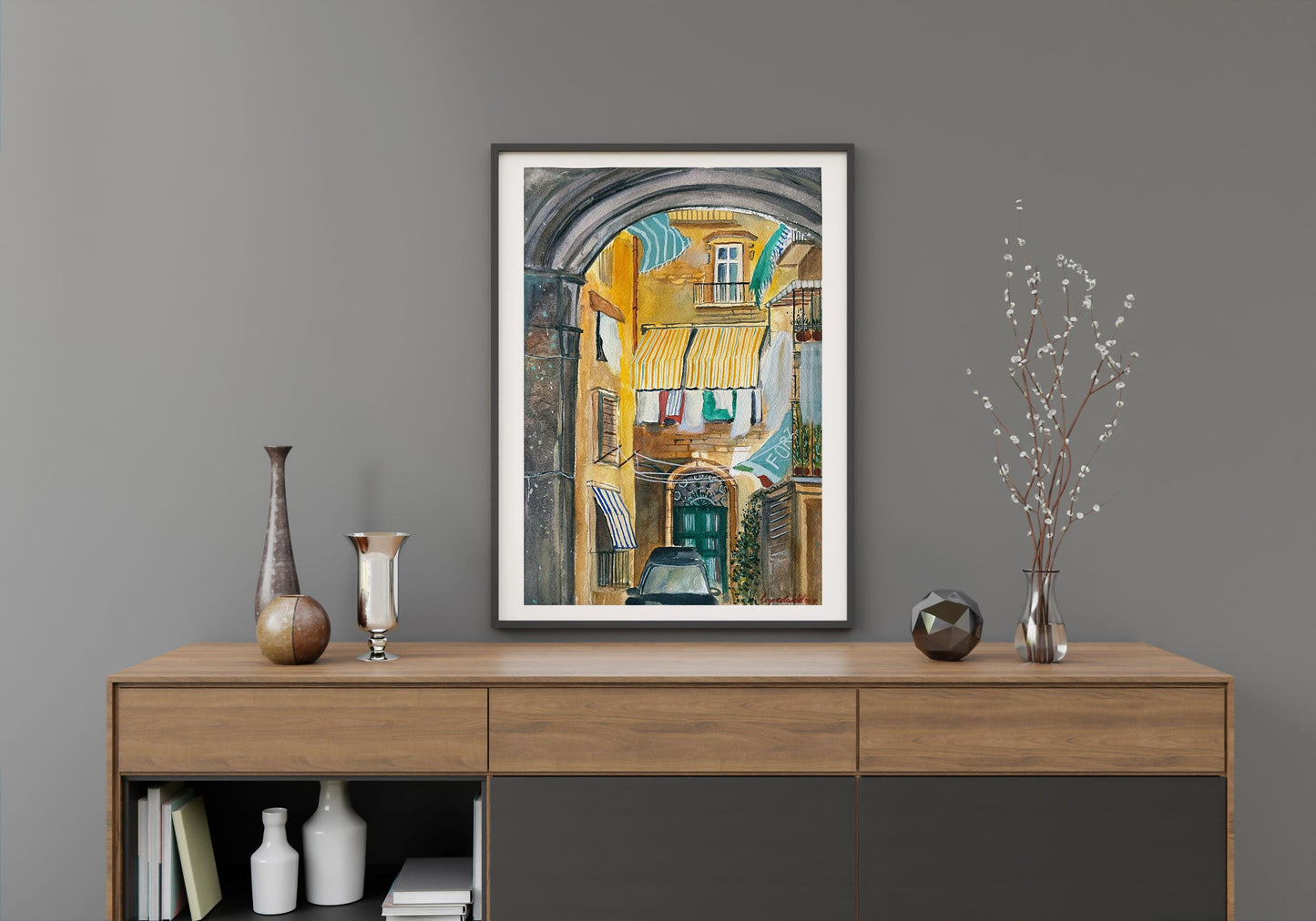 Naples Original Watercolor Painting | Naples Italy original artwork