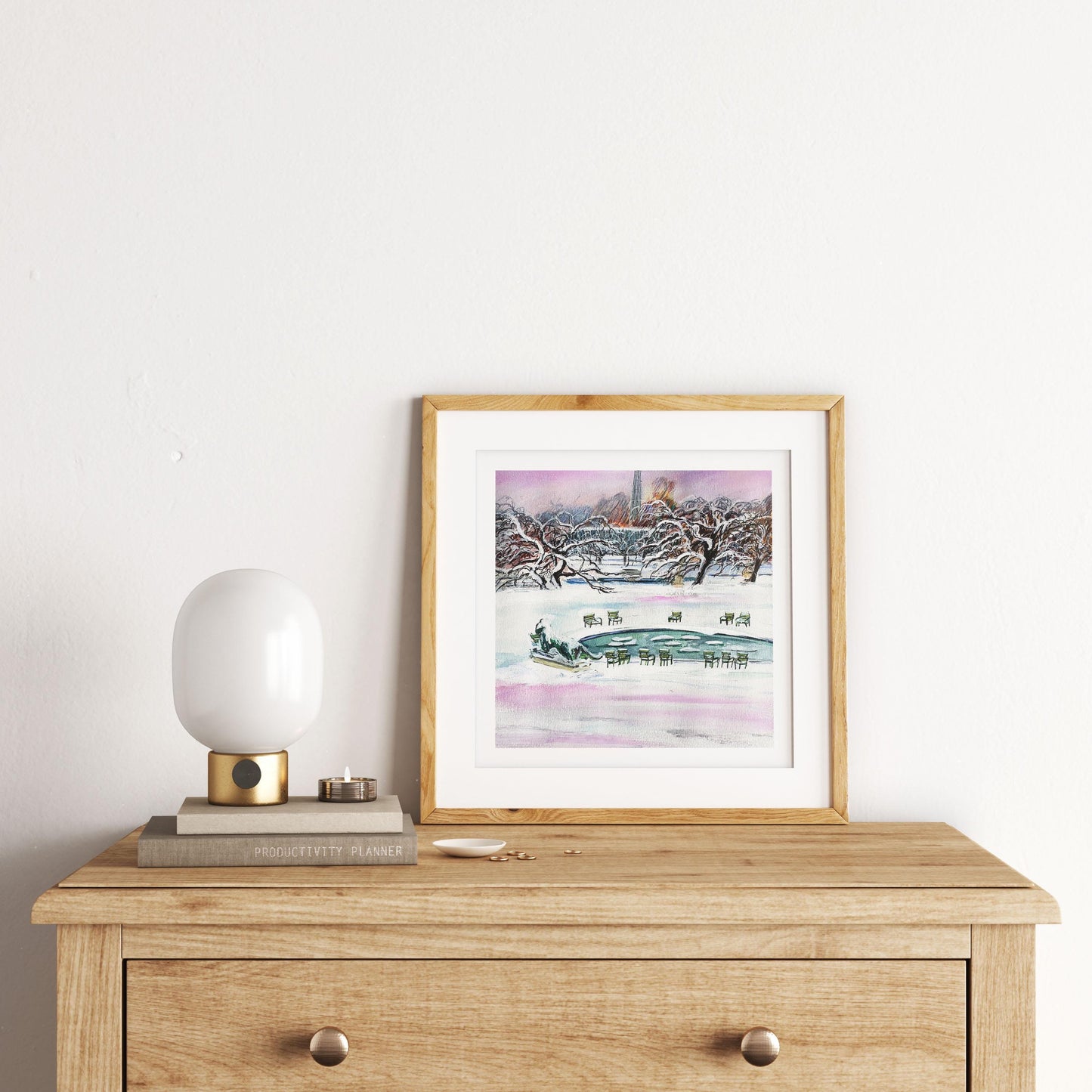 Frosty Sunset in the Tuileries Garden|Winter Paris Snow Scene| Square Paris Wall Art Print