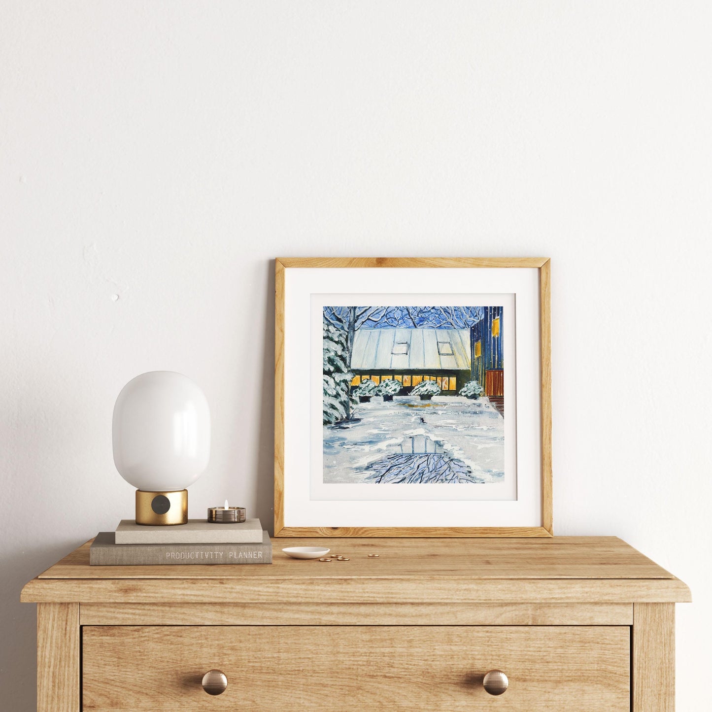 Winter Fairytale Poster|Cozy Blue and White Snow reflection art|Magic Snowy Scene