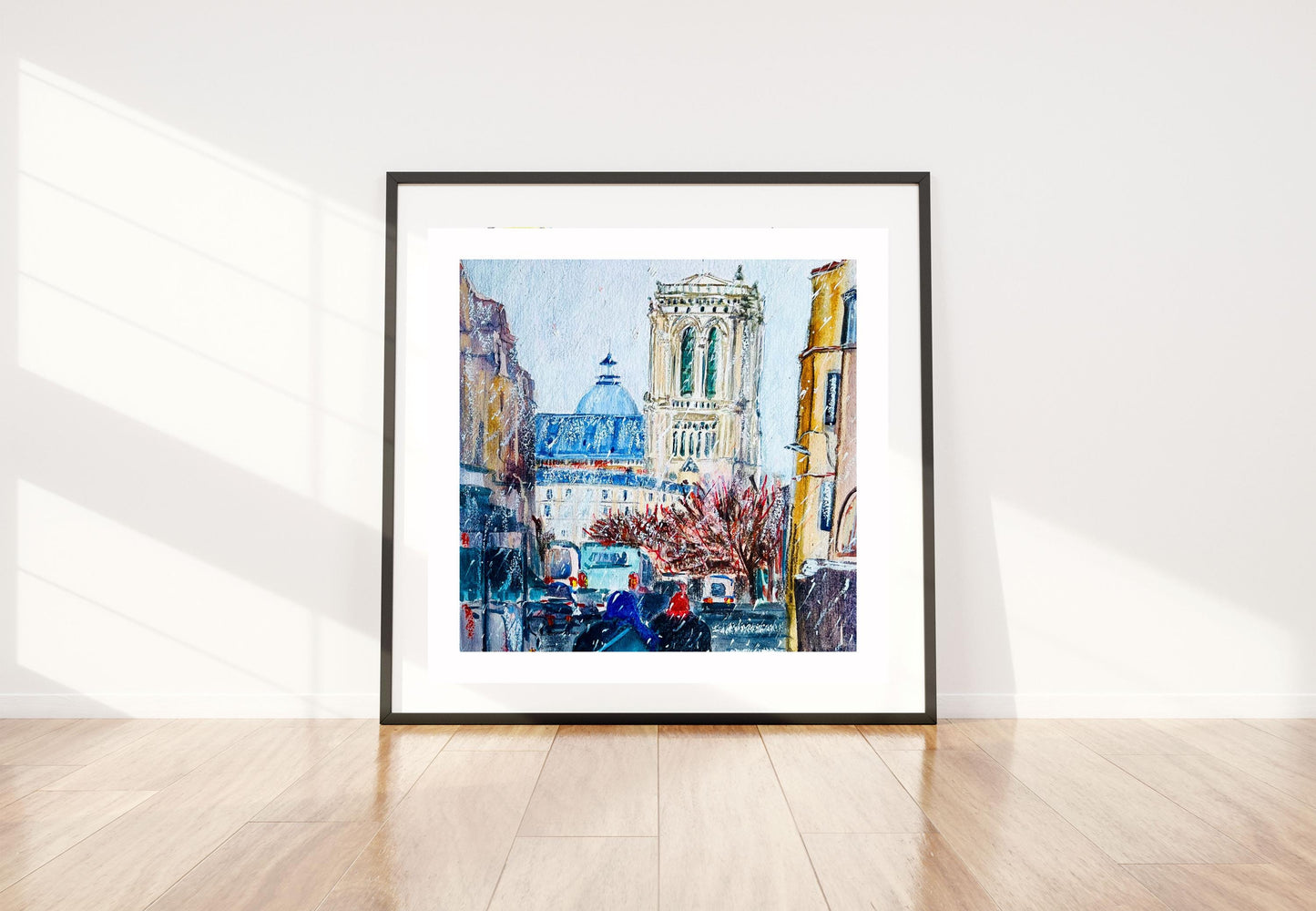 Notre Dame Paris art print| Snow winter in Paris artwork |Paris souvenir gift