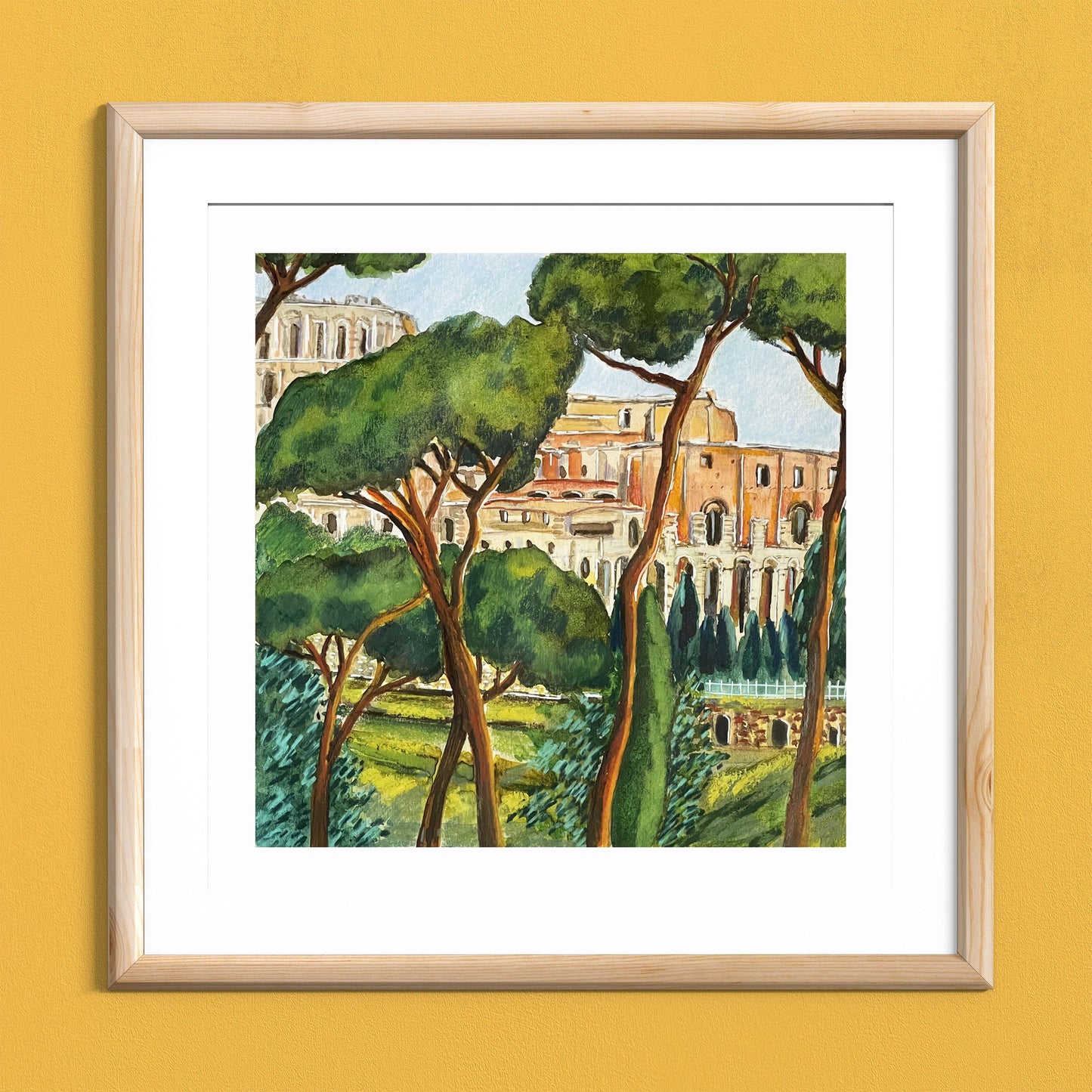Rome square Wall art print| Romantic Italian City Watercolor poster |Rome  Eternal City Artwork