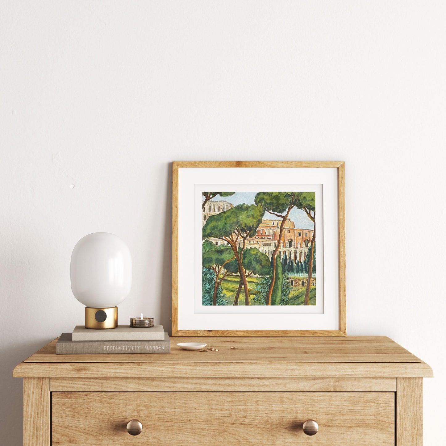 Rome square Wall art print| Romantic Italian City Watercolor poster |Rome  Eternal City Artwork
