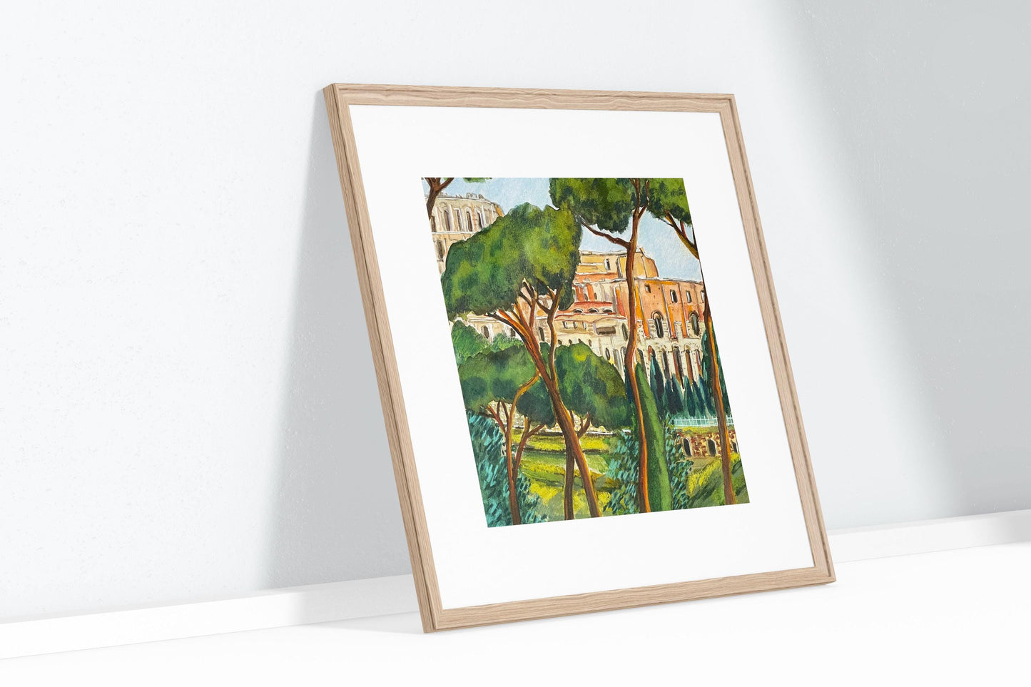 Rome square Wall art print| Romantic Italian City Watercolor poster |Rome  Eternal City Artwork