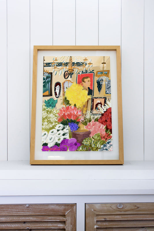 Parisian Flower Shop Print: Colorful Floral Illustration