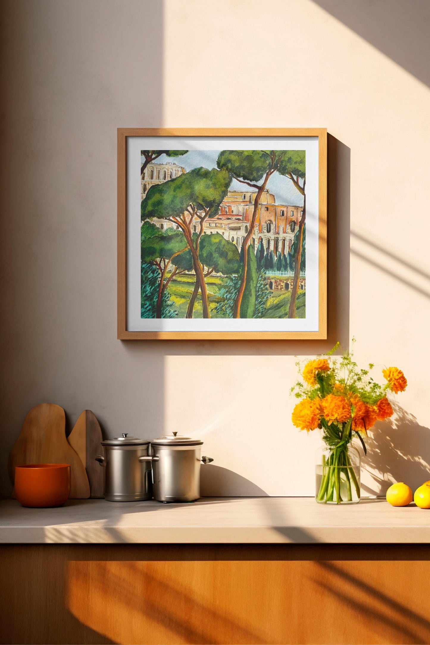 Rome square Wall art print| Romantic Italian City Watercolor poster |Rome  Eternal City Artwork