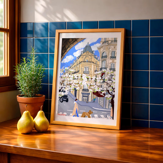 Cherry Blossom Parisian Architecture-Gare de Lyon Paris Print: