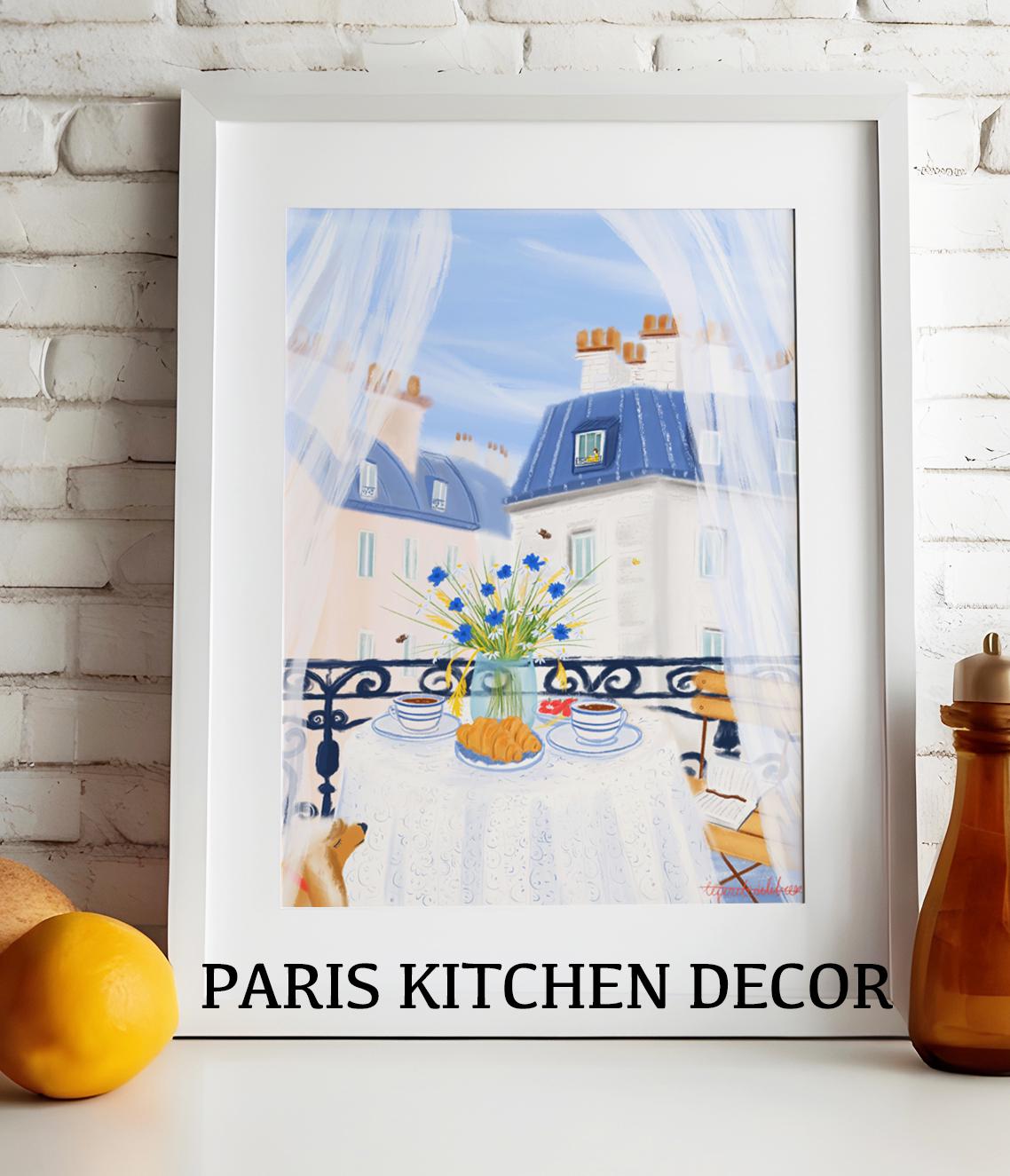 Paris Kitchen Wall Art-French Breakfast Decor Print