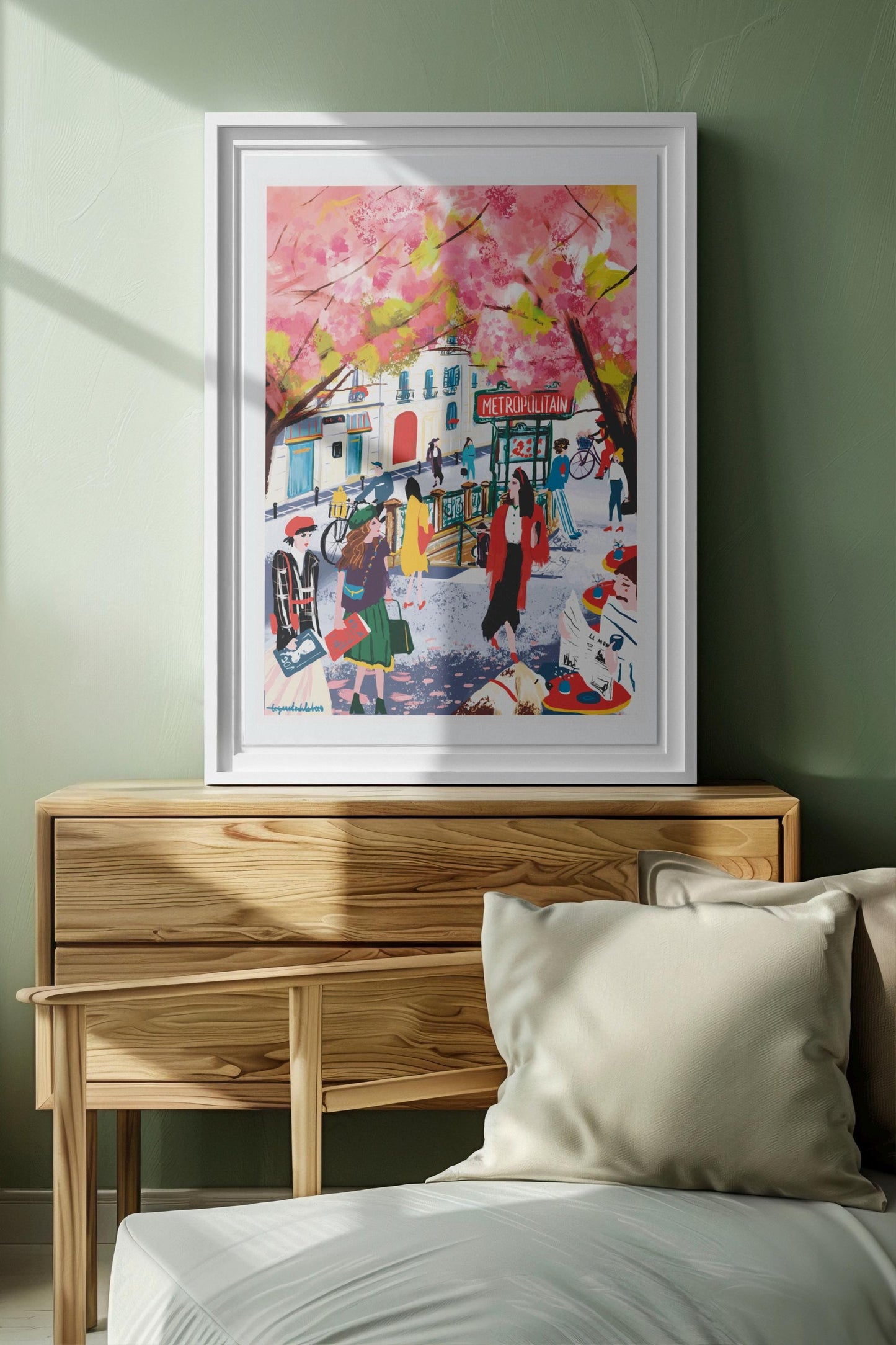 Paris Spring Wall Art-Almond Blossom Metro Illustration