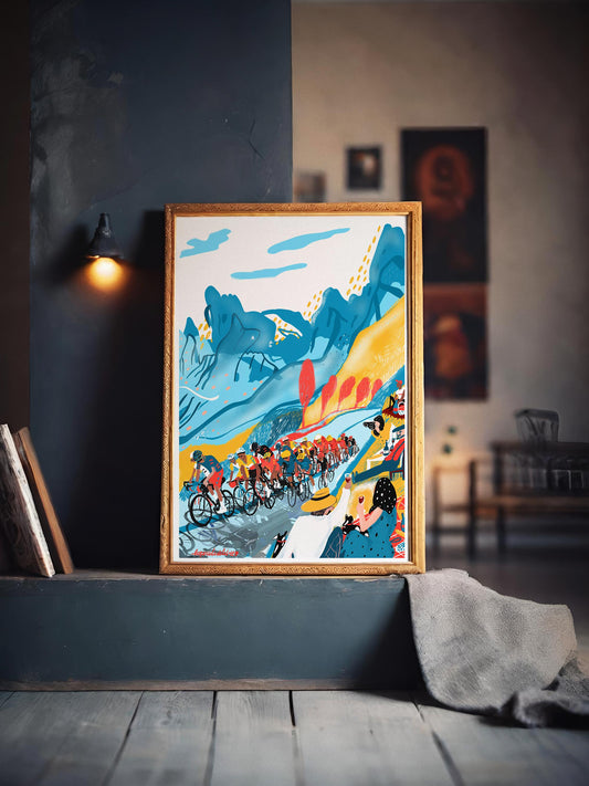 Cycling Art Poster for Bike Lovers- inspired by Tour de France  Cycling Race