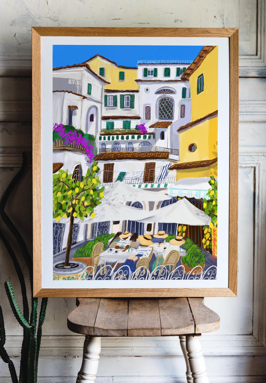 Amalfi Coast Art Print – Vibrant Italian Summer Wall Decor