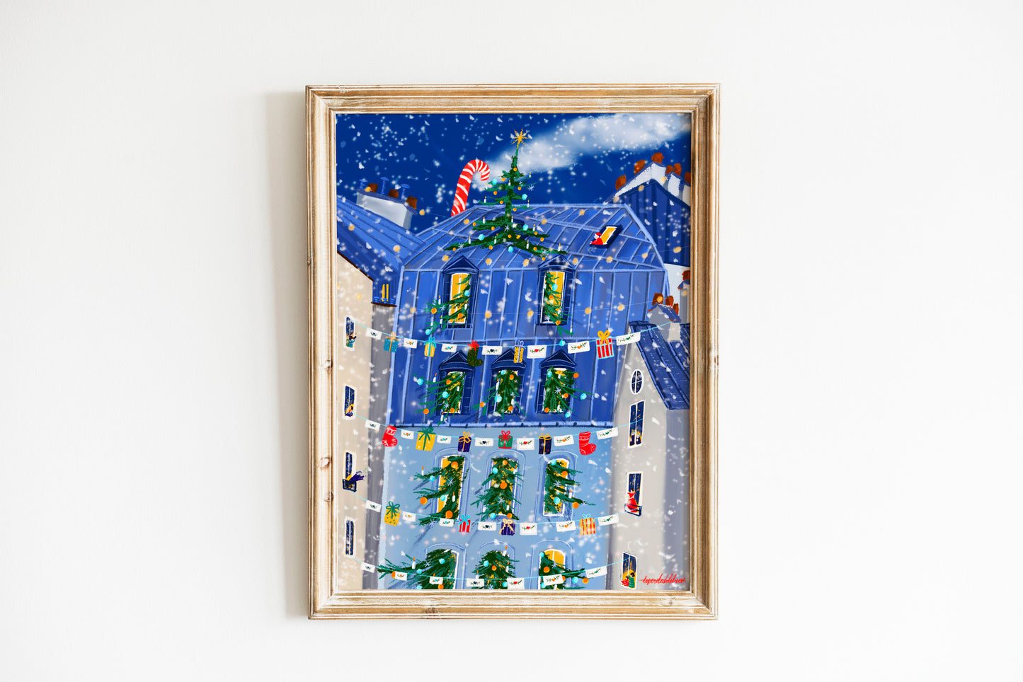 Christmas in Paris Art Print: Holiday Celebration Artwork