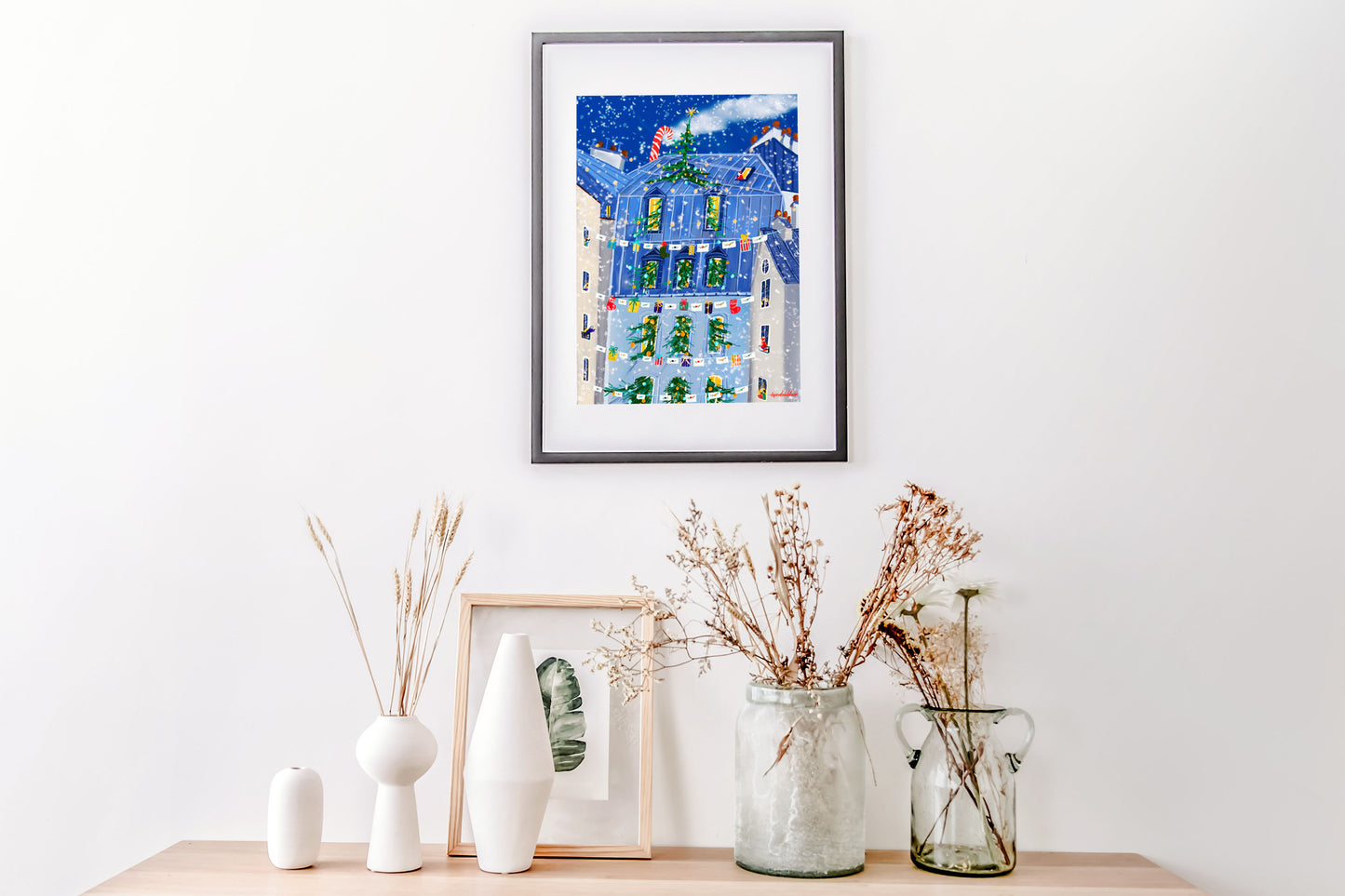 Christmas in Paris Art Print: Holiday Celebration Artwork