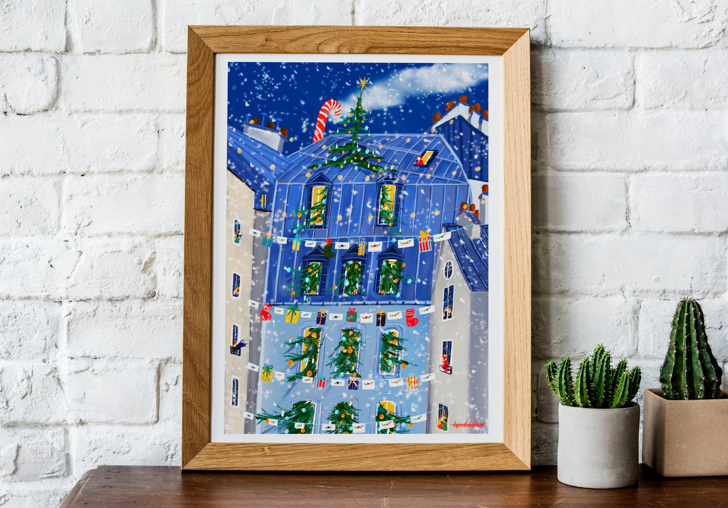Christmas in Paris Art Print: Holiday Celebration Artwork