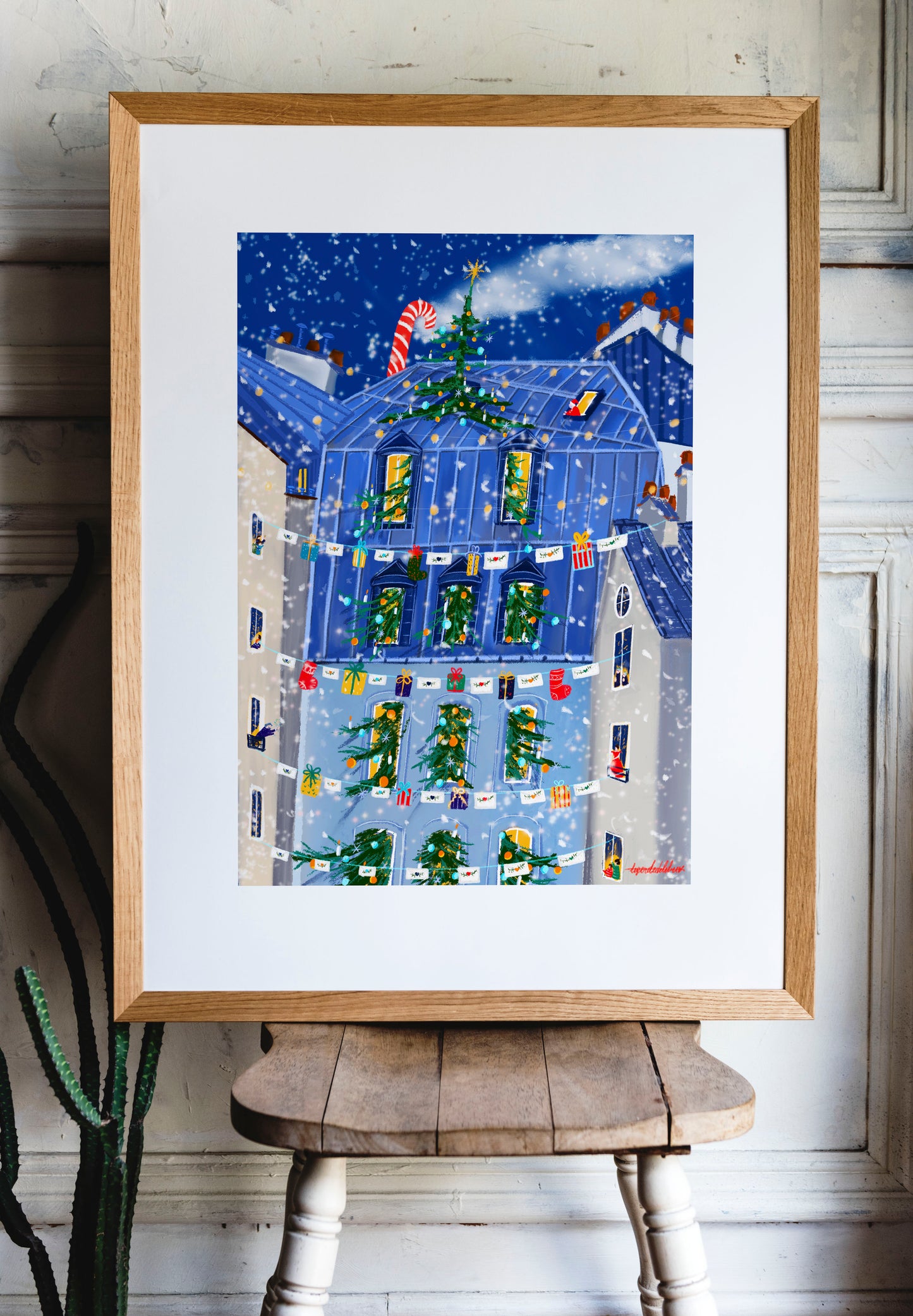 Christmas in Paris Art Print: Holiday Celebration Artwork