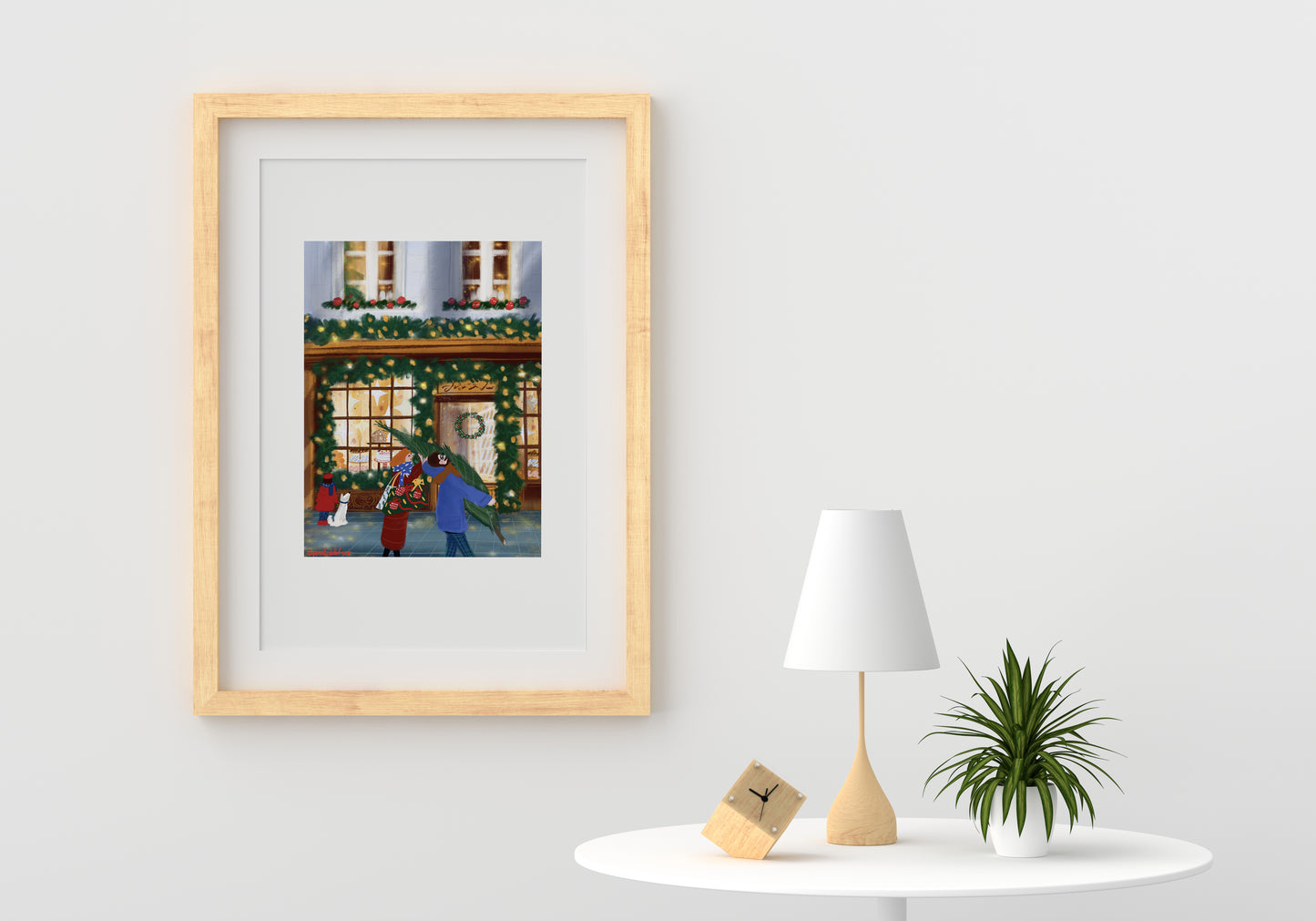 Parisian Christmas Tree Art Print: Family Holiday Decor