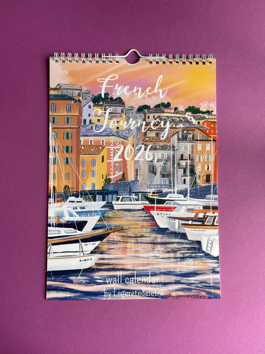 Wall calendar 2026| French Journey 2026 illustrated calendar| France travel calendar