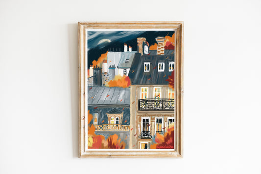 French architecture autumn poster