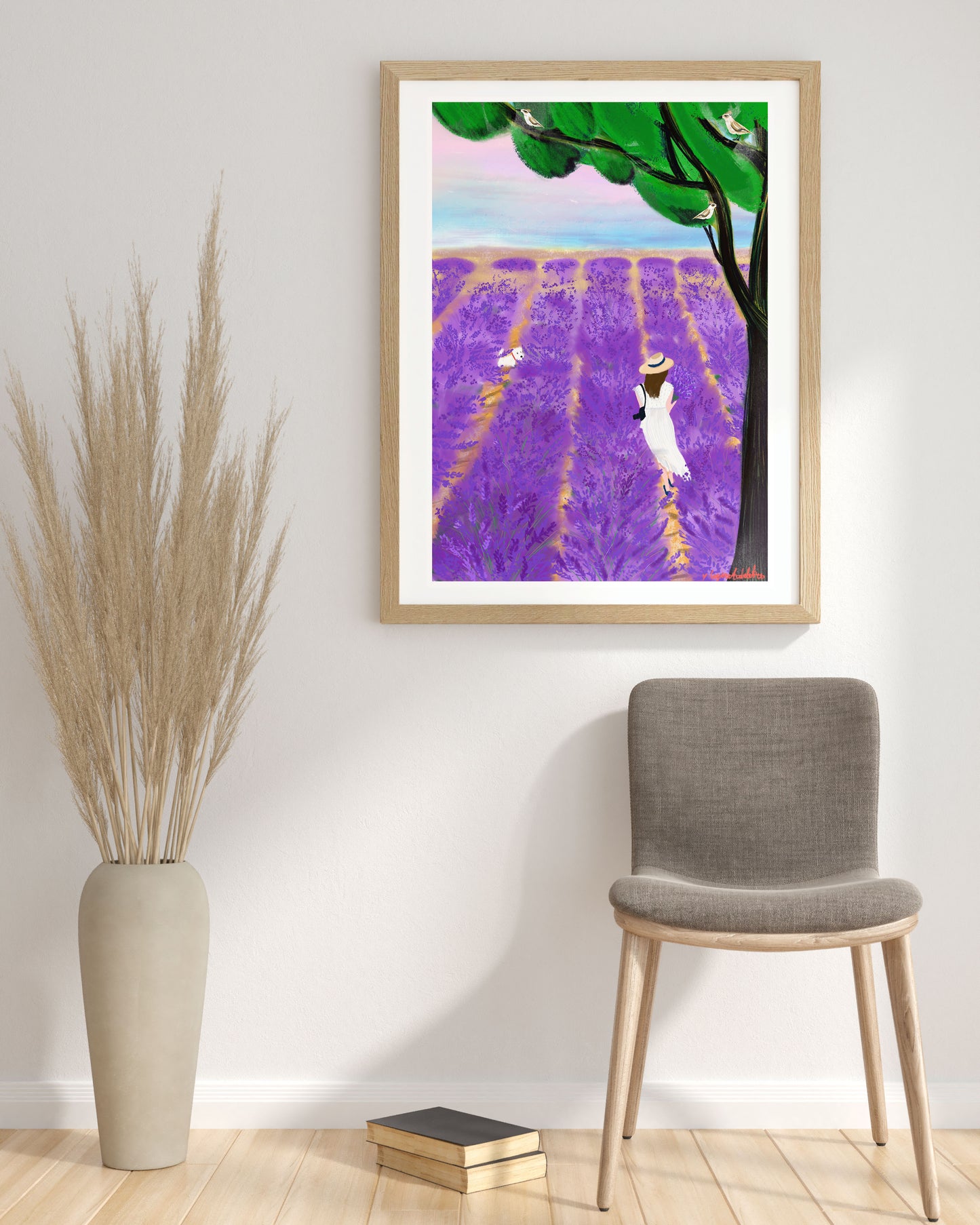 Walk in lavender field poster